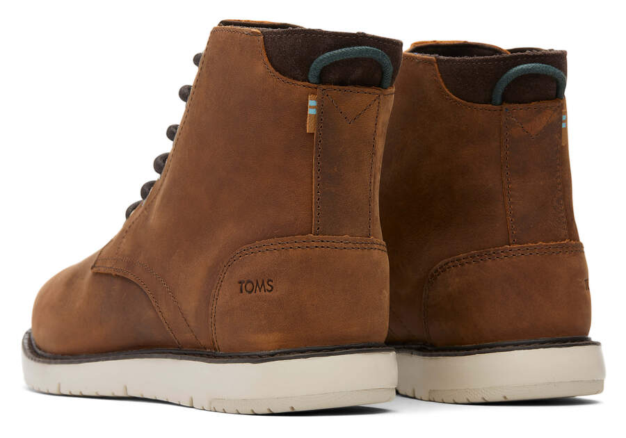 TOMS Mens Hillside Water Resistant Leather Boot - Topaz Brown