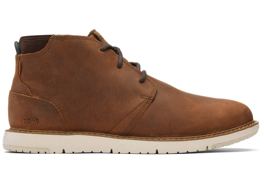 TOMS Mens Navi Leather Boot - Topaz Brown - The Foot Factory