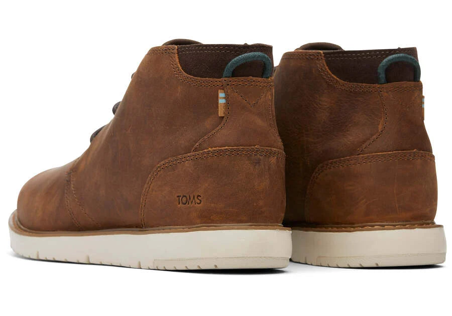 TOMS Mens Navi Leather Boot - Topaz Brown - The Foot Factory