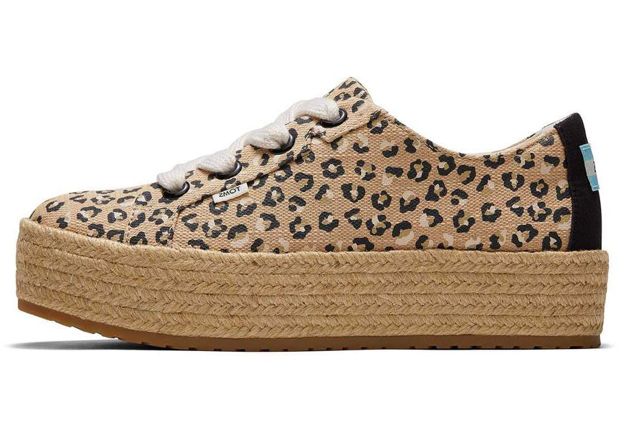 TOMS Womens Cassiah Cheetah Platform Espadrille - Natural