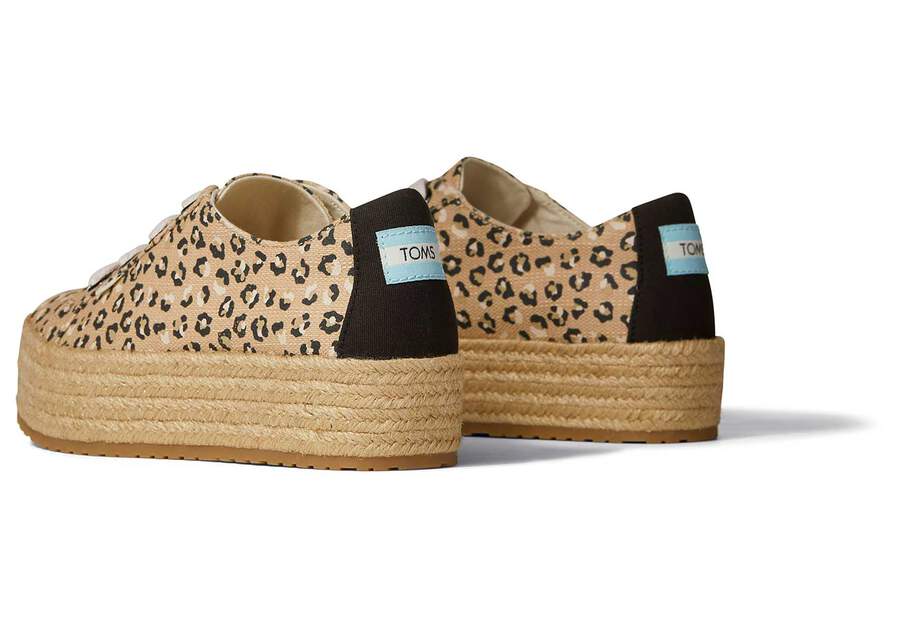 TOMS Womens Cassiah Cheetah Platform Espadrille - Natural