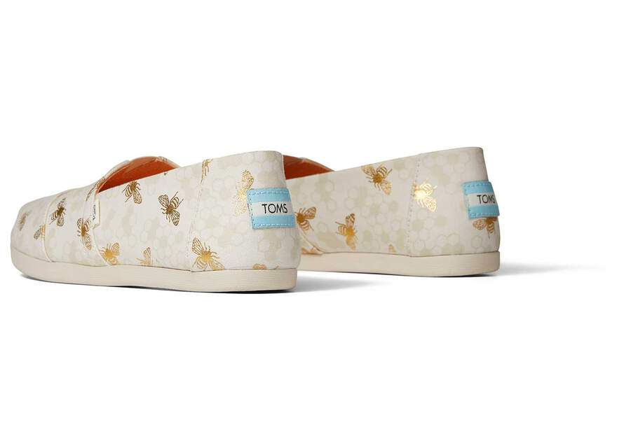 TOMS Womens Gold Bumble Bees Alpargata Espadrille - Birch