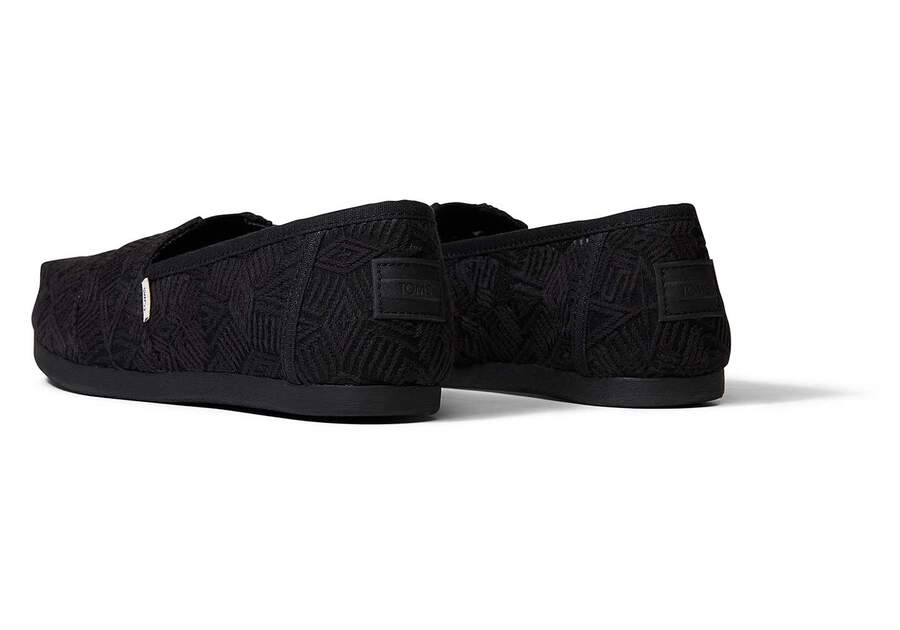 TOMS Womens Lace Alpargata Espadrille - Black