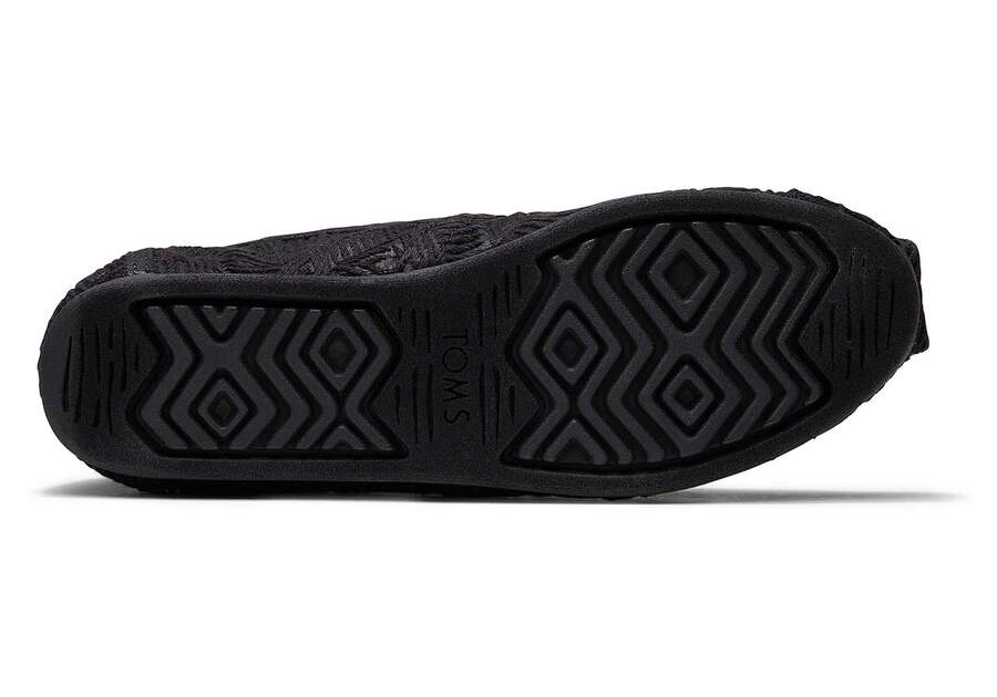 TOMS Womens Lace Alpargata Espadrille - Black