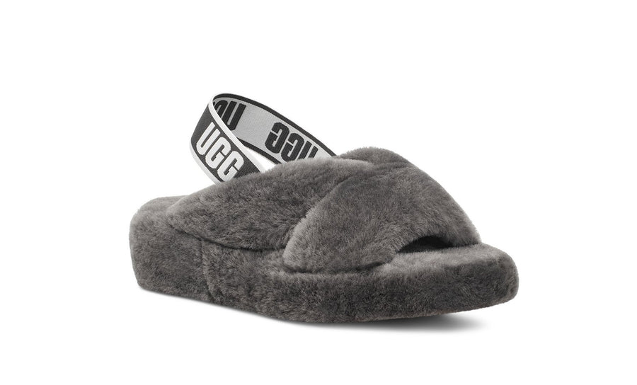 UGG Womens Fab Yeah Slippers - Charcoal - The Foot Factory