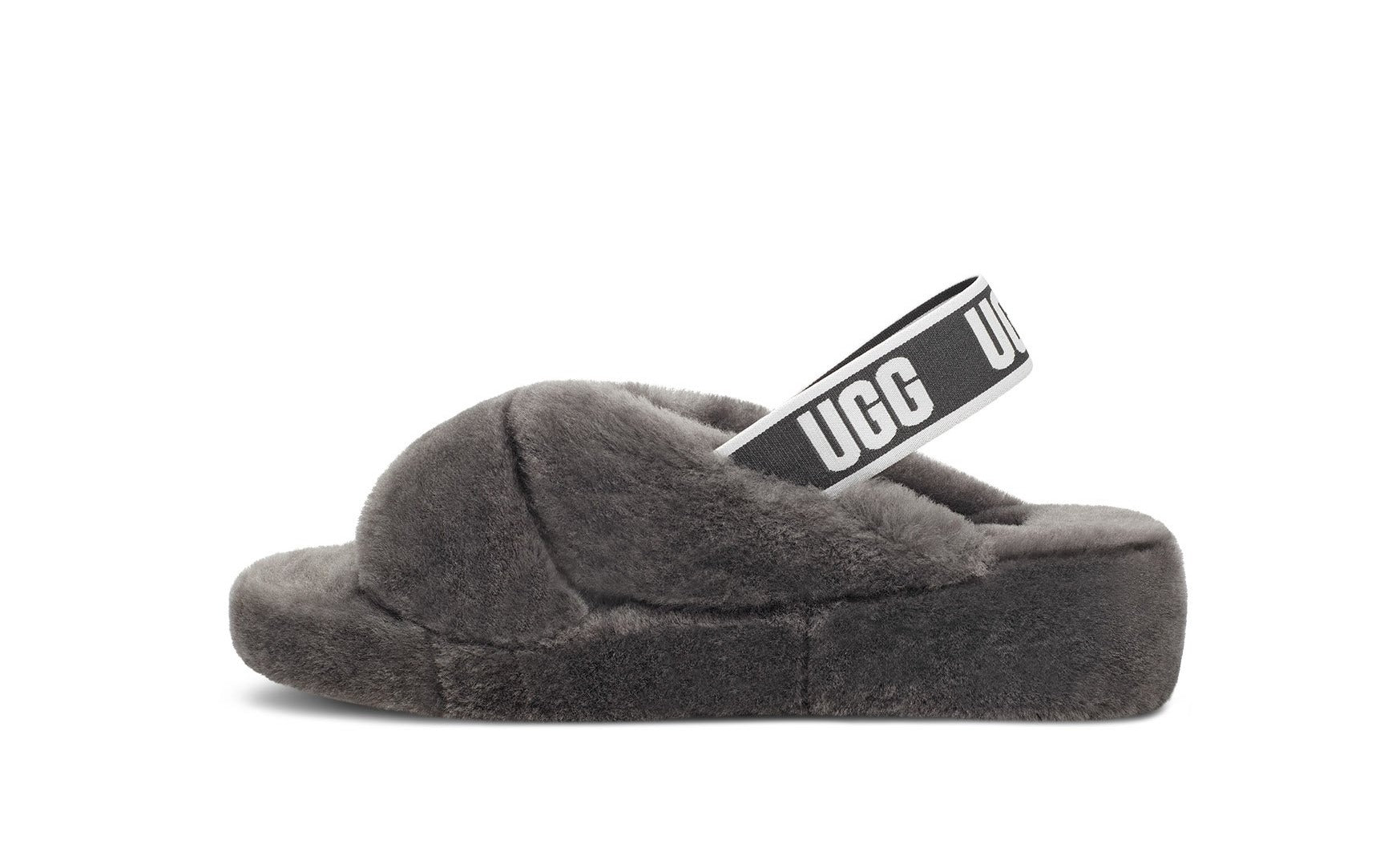 UGG Womens Fab Yeah Slippers - Charcoal - The Foot Factory