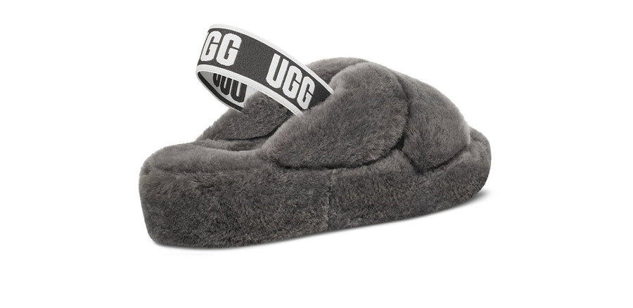 UGG Womens Fab Yeah Slippers - Charcoal - The Foot Factory