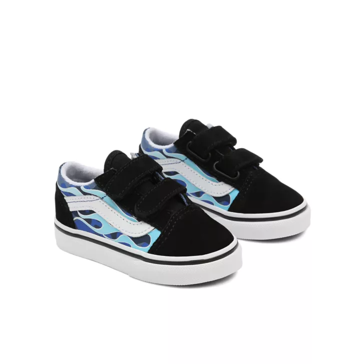 VANS Toddler Camo Flame Old Skool Velcro Trainers - Blue