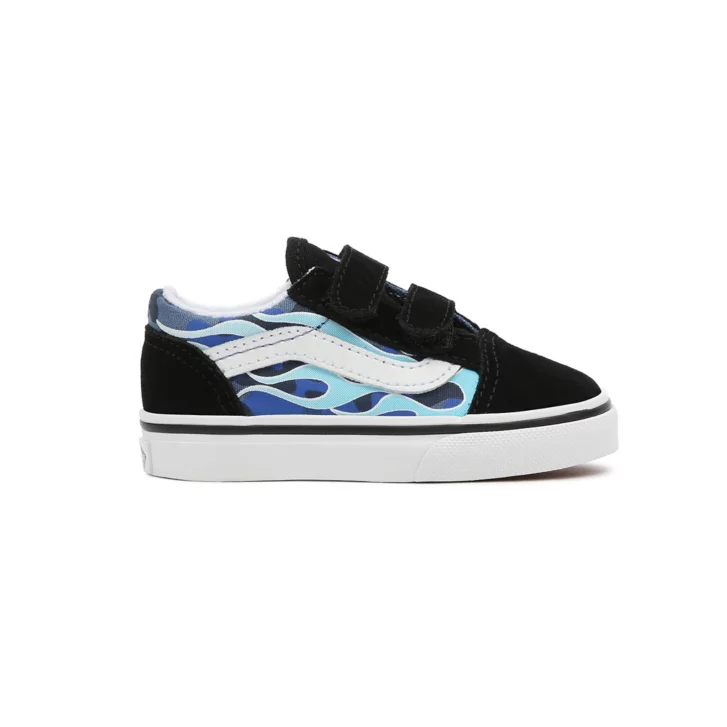 VANS Toddler Camo Flame Old Skool Velcro Trainers - Blue
