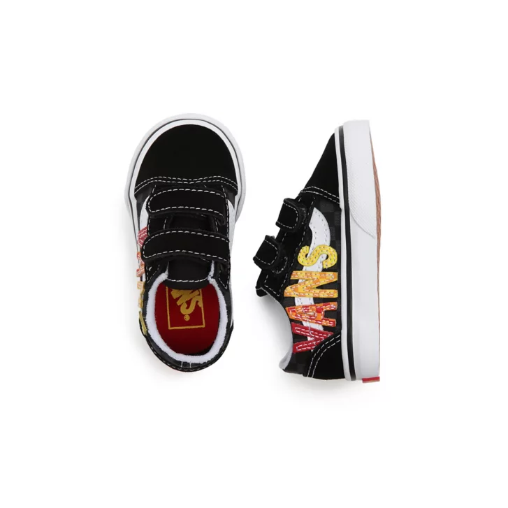 VANS Toddler Flame Logo Repeat Old Skool Velcro Trainer Black