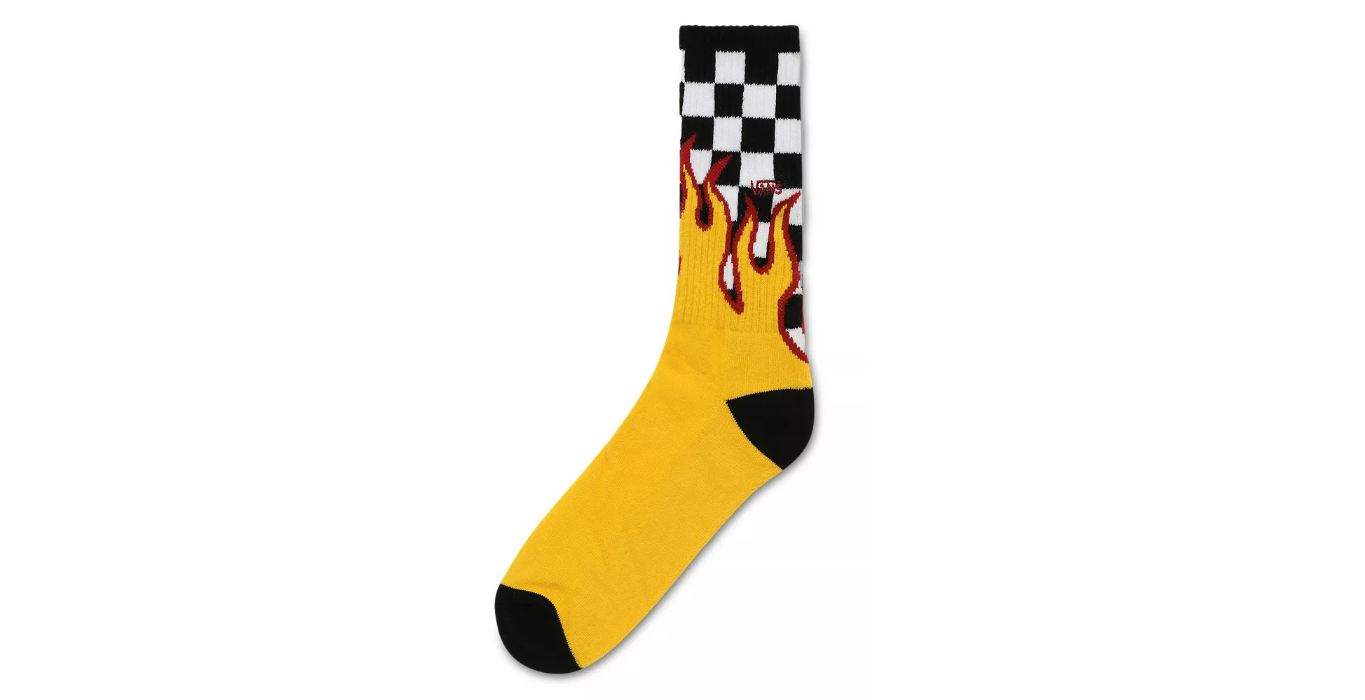 VANS Mens Flame Check Socks - Yellow