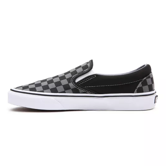 VANS Unisex Checkerboard Classic Slip On Trainer - Black / Pewter