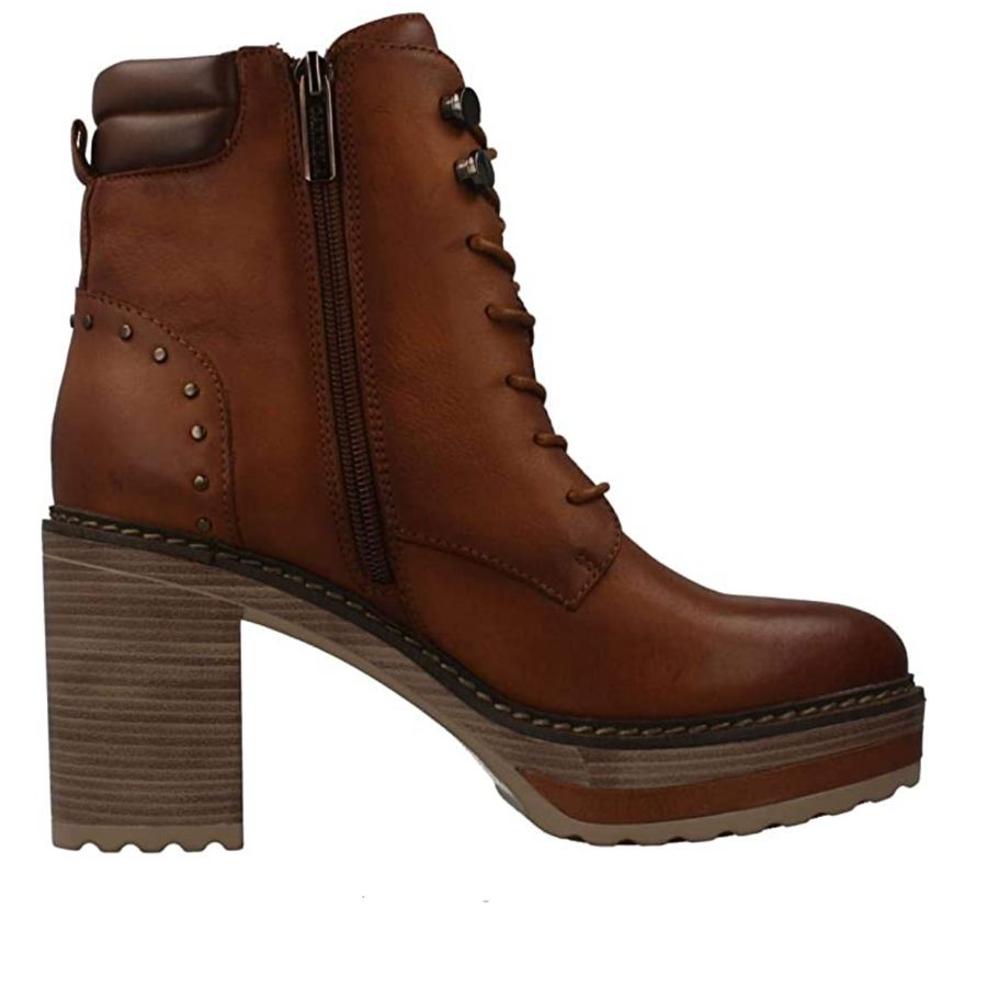 Carmela Womens Leather High Heel Boots - Camel