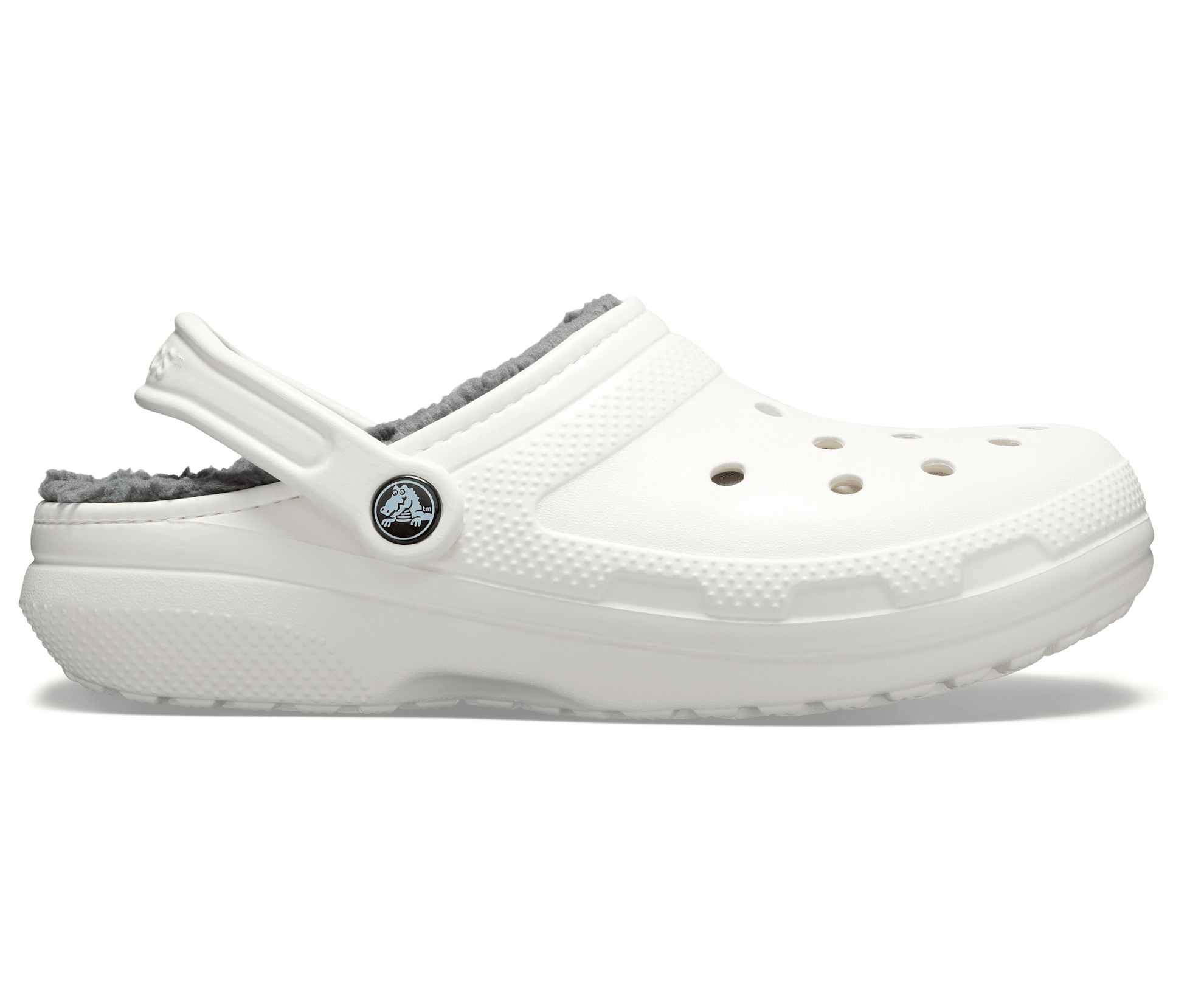 Crocs Unisex Classic Lined Clog - White / Grey - The Foot Factory