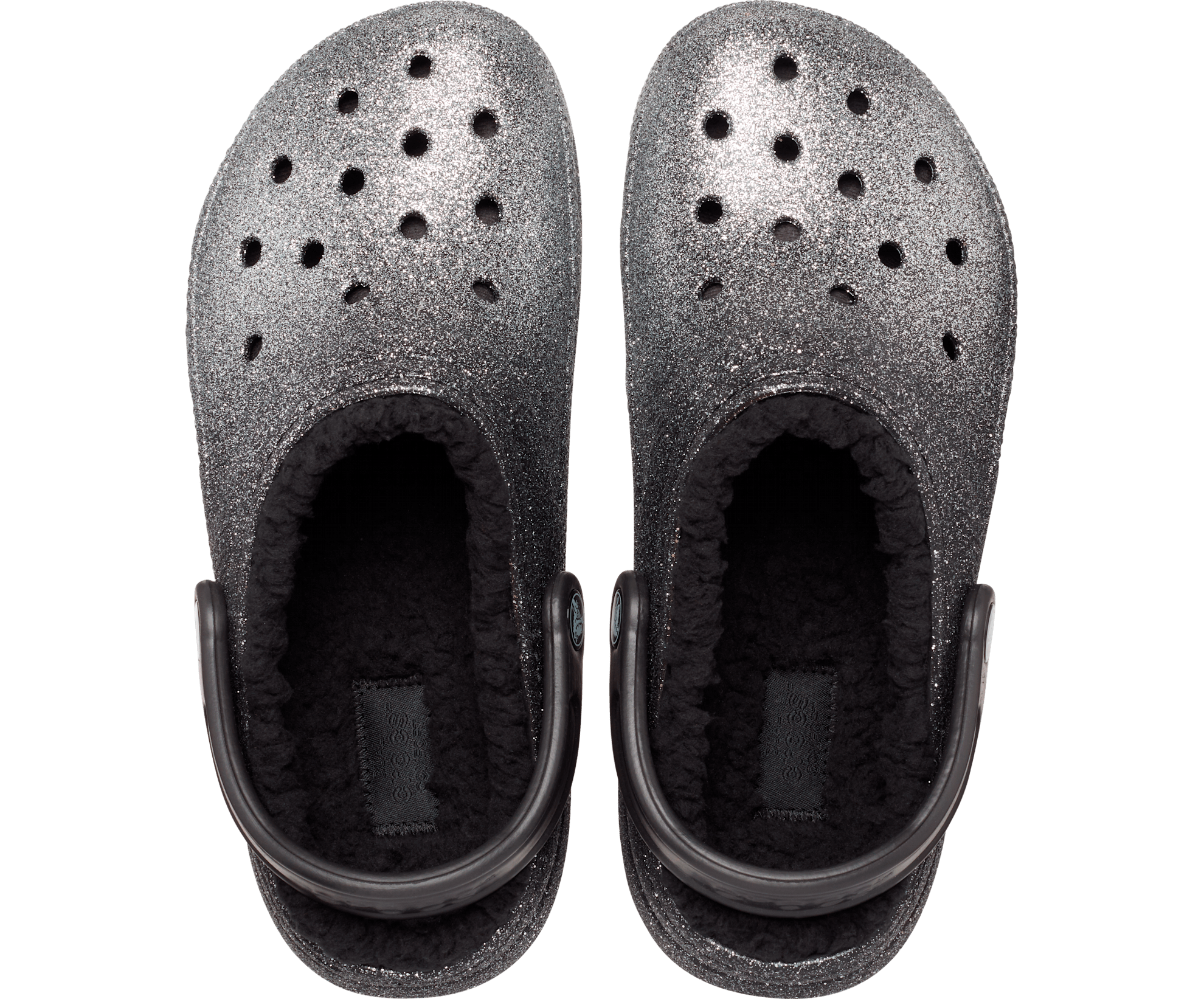 Crocs Unisex Classic Glitter Lined Clog - Black / Silver - The Foot Factory