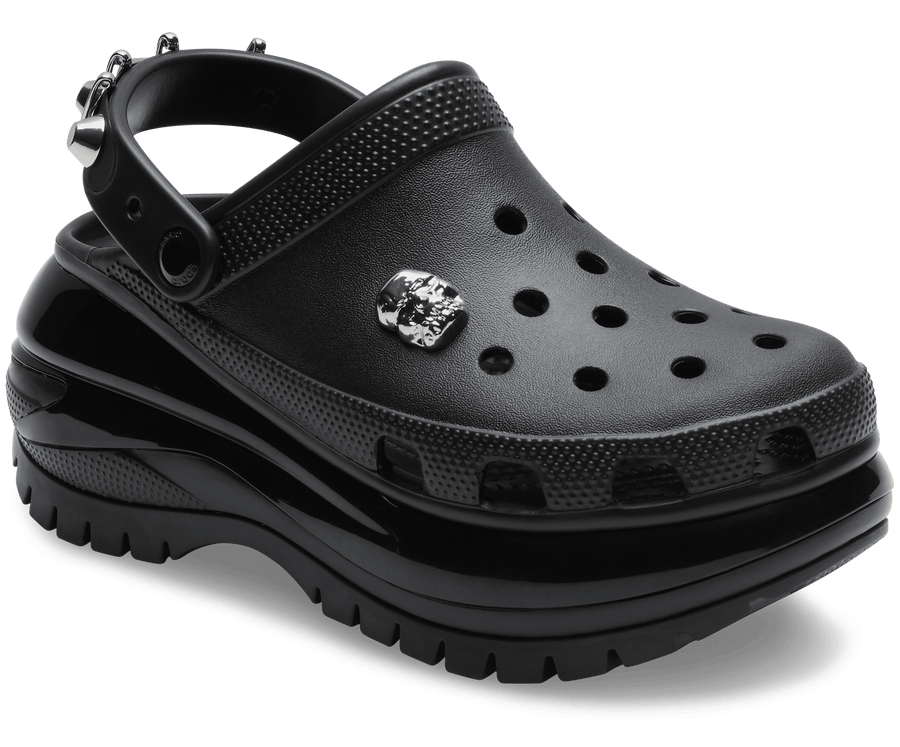 Crocs Unisex Classic Mega Crush Rebel Rebel Clog - Black - The Foot Factory