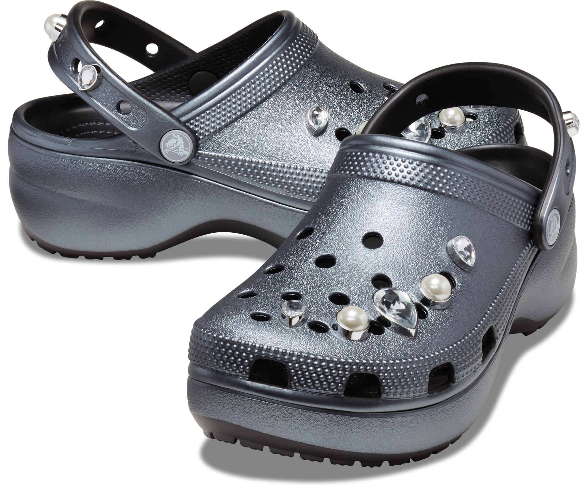 Crocs Unisex Classic Crystal Pearls Clog - Black