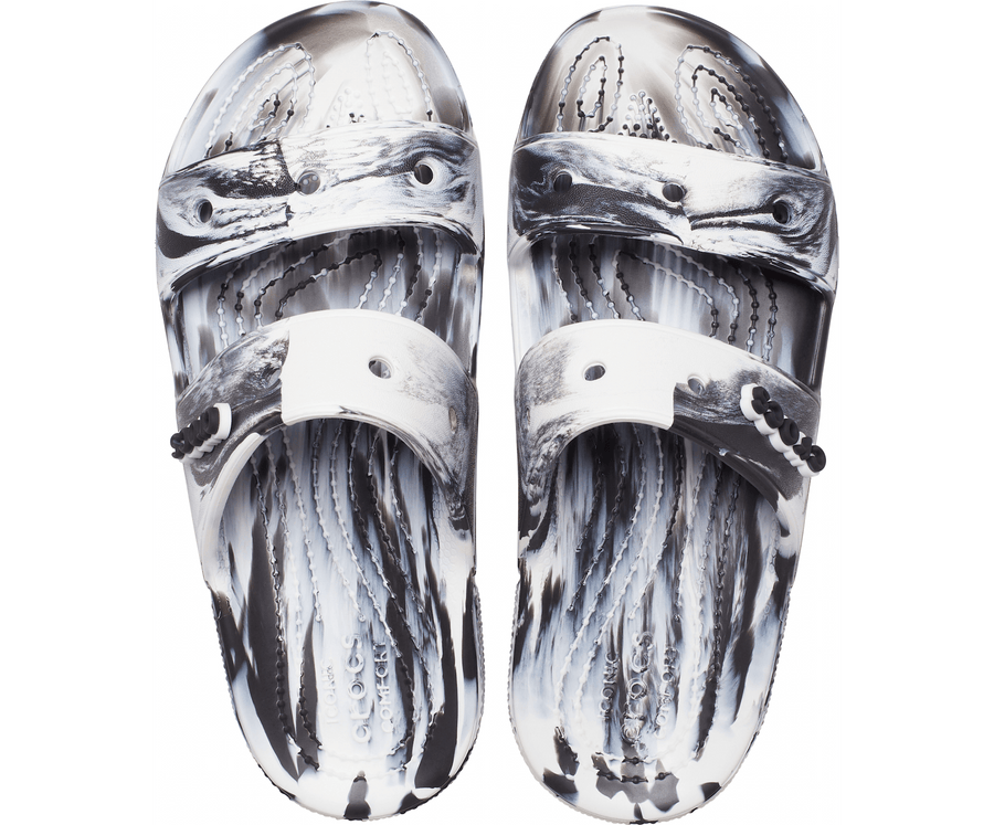 Crocs Unisex Classic Marbled Sandal - Black - The Foot Factory