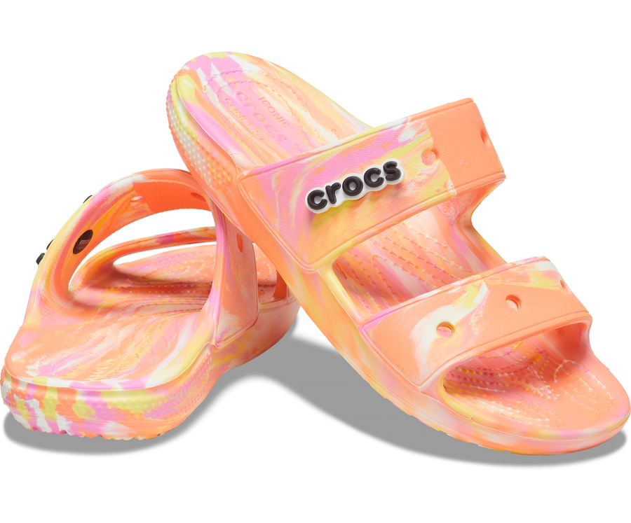 Crocs Unisex Classic Marbled Sandal - Papaya - The Foot Factory