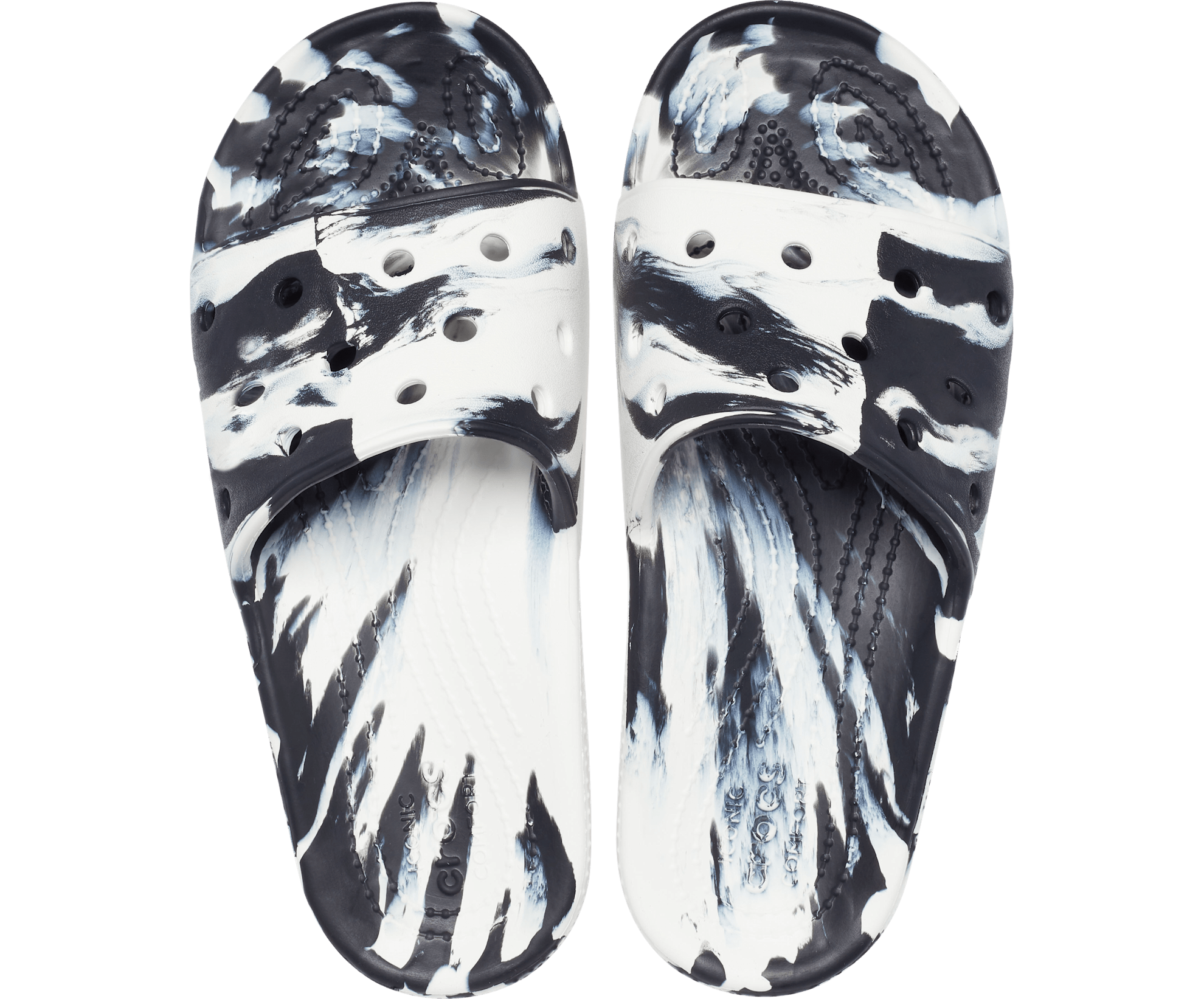 Crocs Unisex Classic Marbled Slide - Black - The Foot Factory