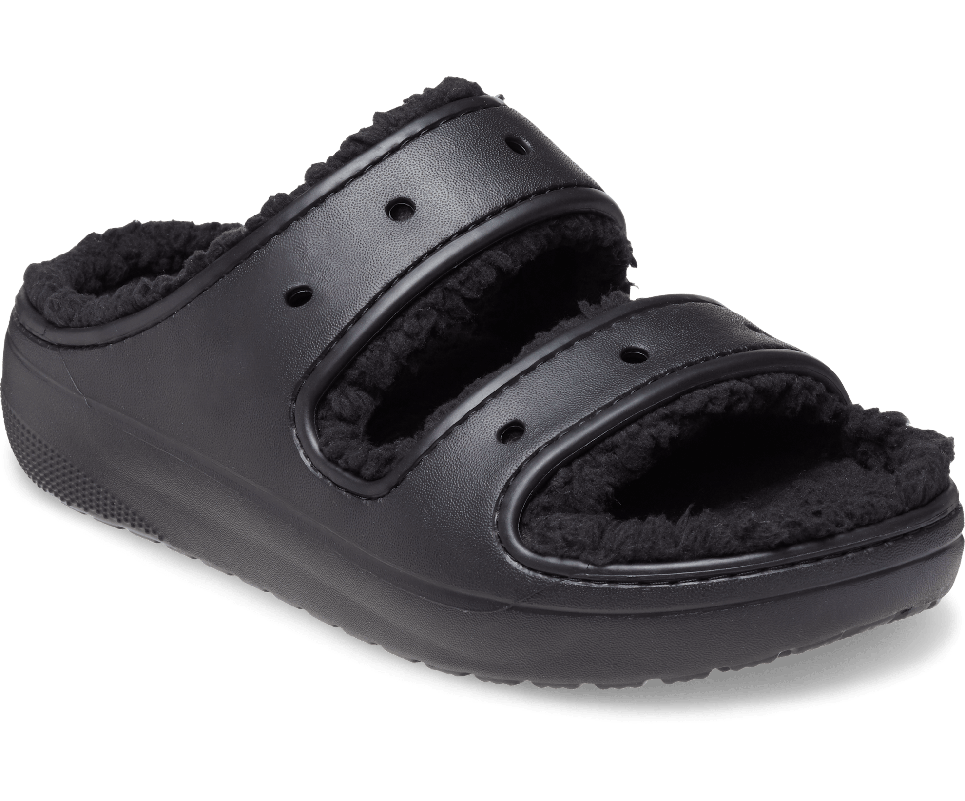 Crocs Unisex Classic Cozzzy Lined Sandal - Black - The Foot Factory