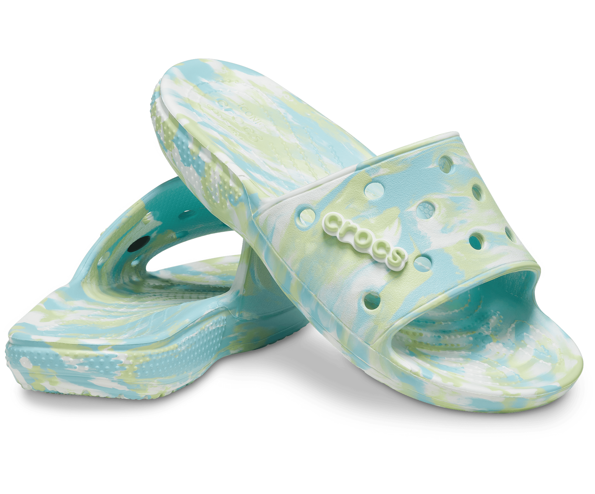 Crocs Unisex Classic Marbled Slide - Pure Water - The Foot Factory