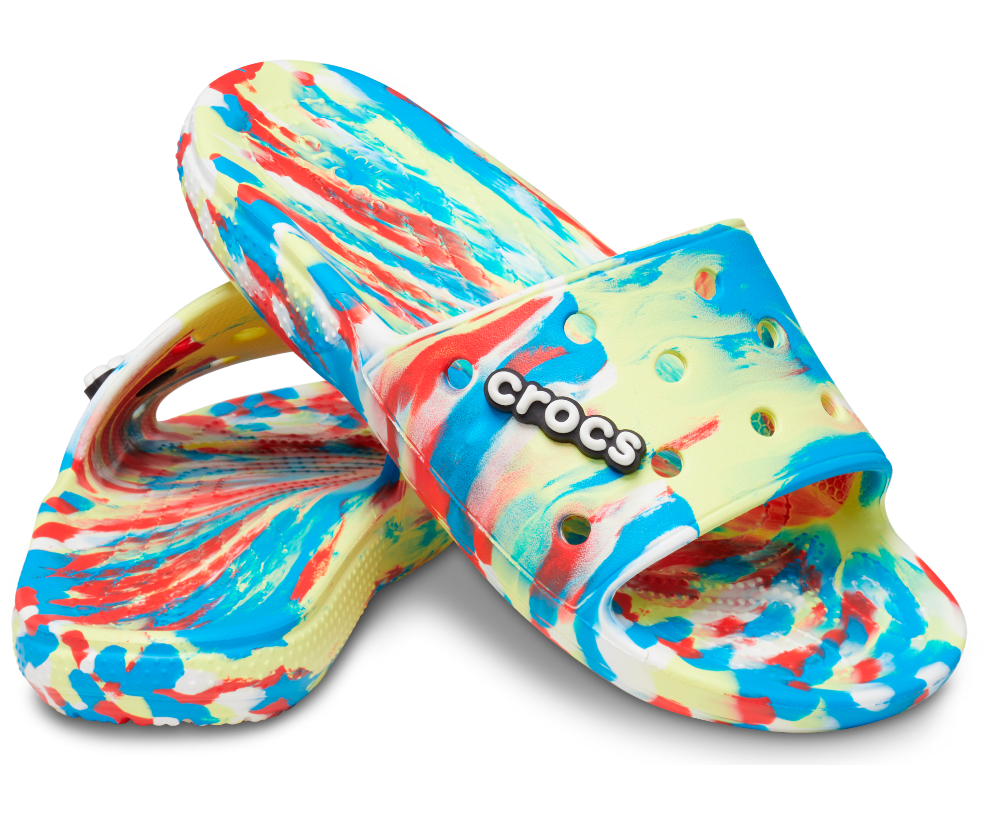 Crocs Unisex Classic Marbled Slide - Sulphur - The Foot Factory