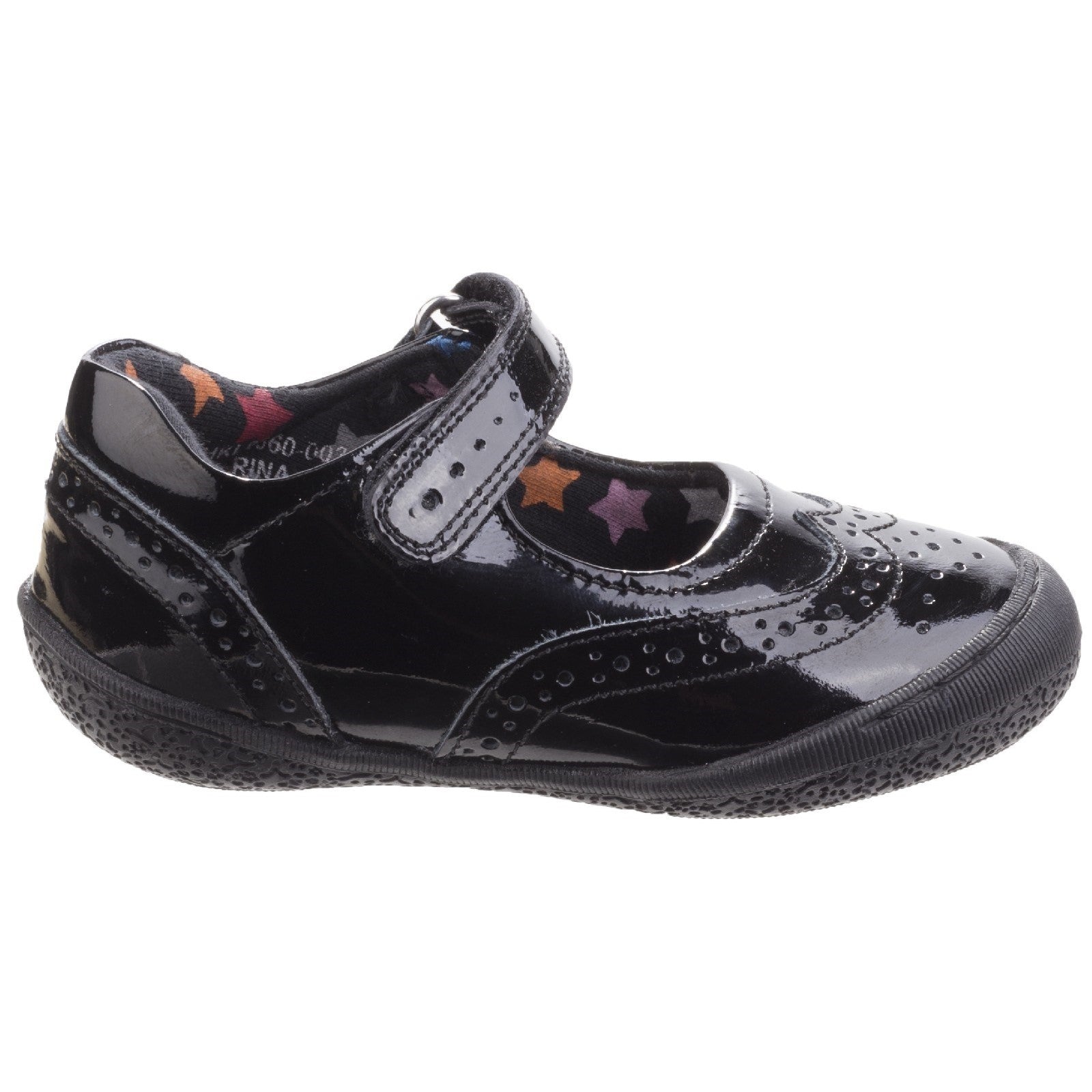 Hush Puppies Girls Rina Patent Leather School Shoes - Black