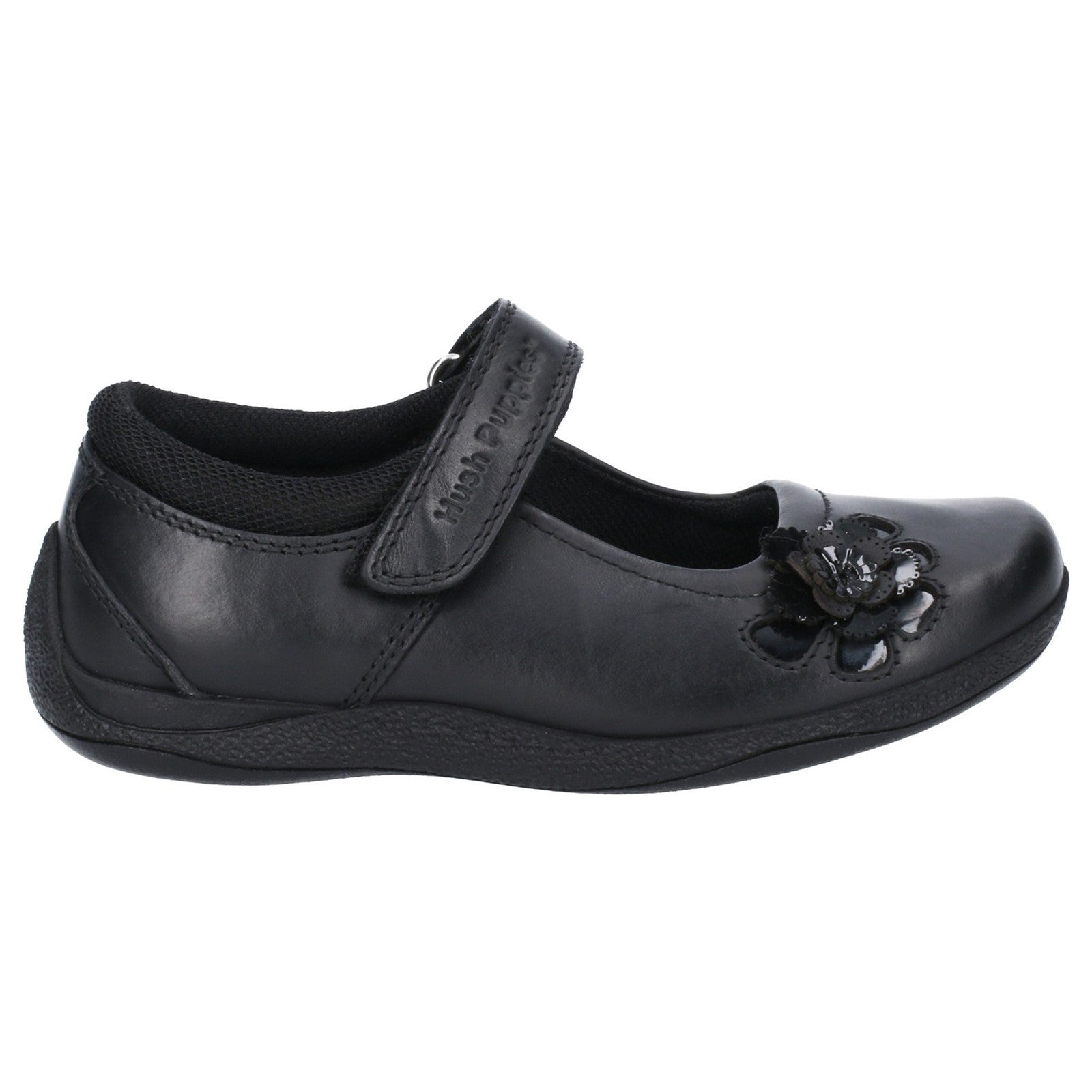 Hush Puppies Girls Jessica Leather School Shoe - Black