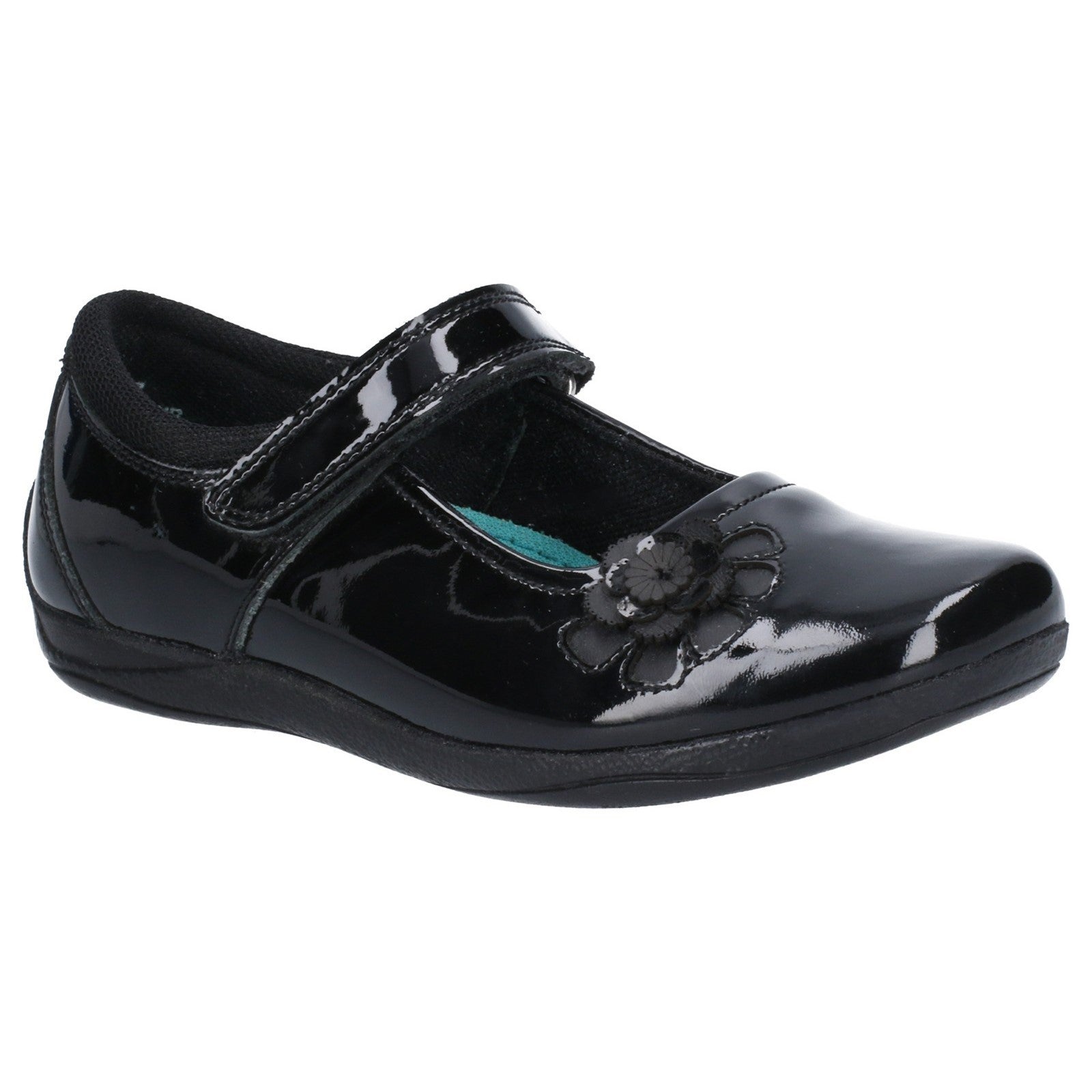 Hush Puppies Girls Jessica Patent Leather School Shoes - Black
