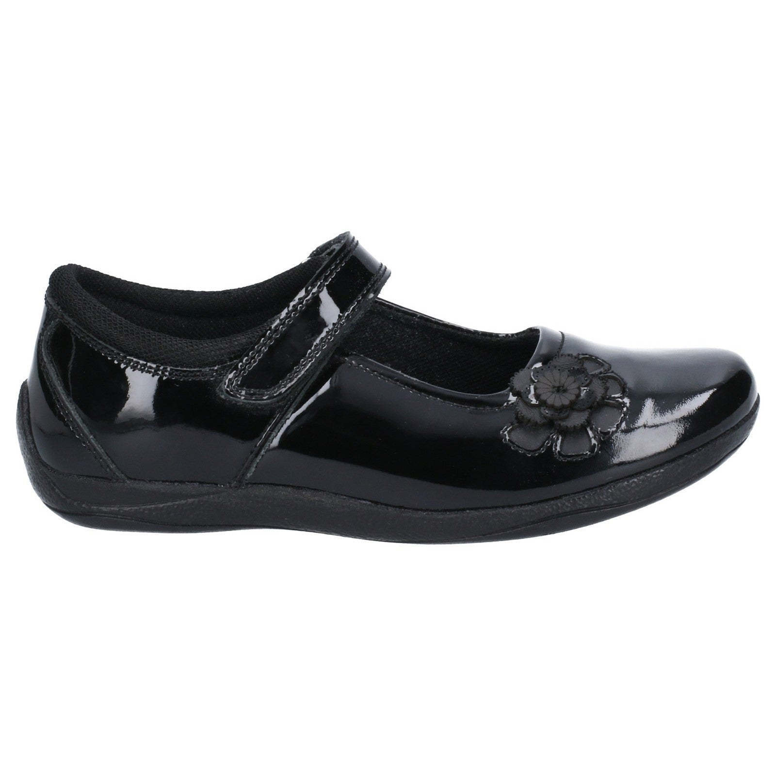 Hush Puppies Girls Jessica Patent Leather School Shoes - Black