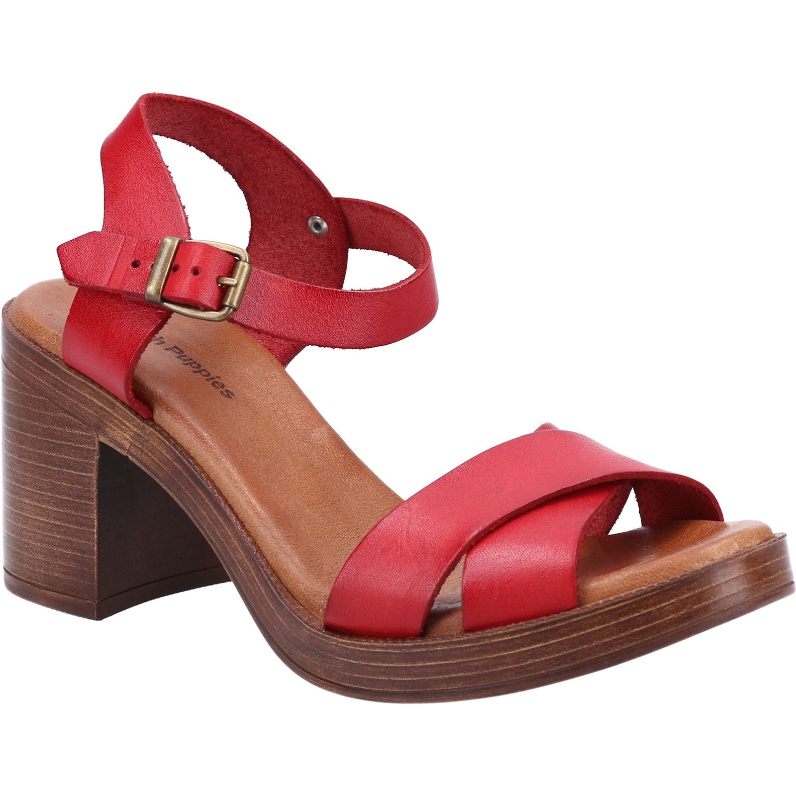 Hush Puppies Womens Georgia Leather Sandal - Red