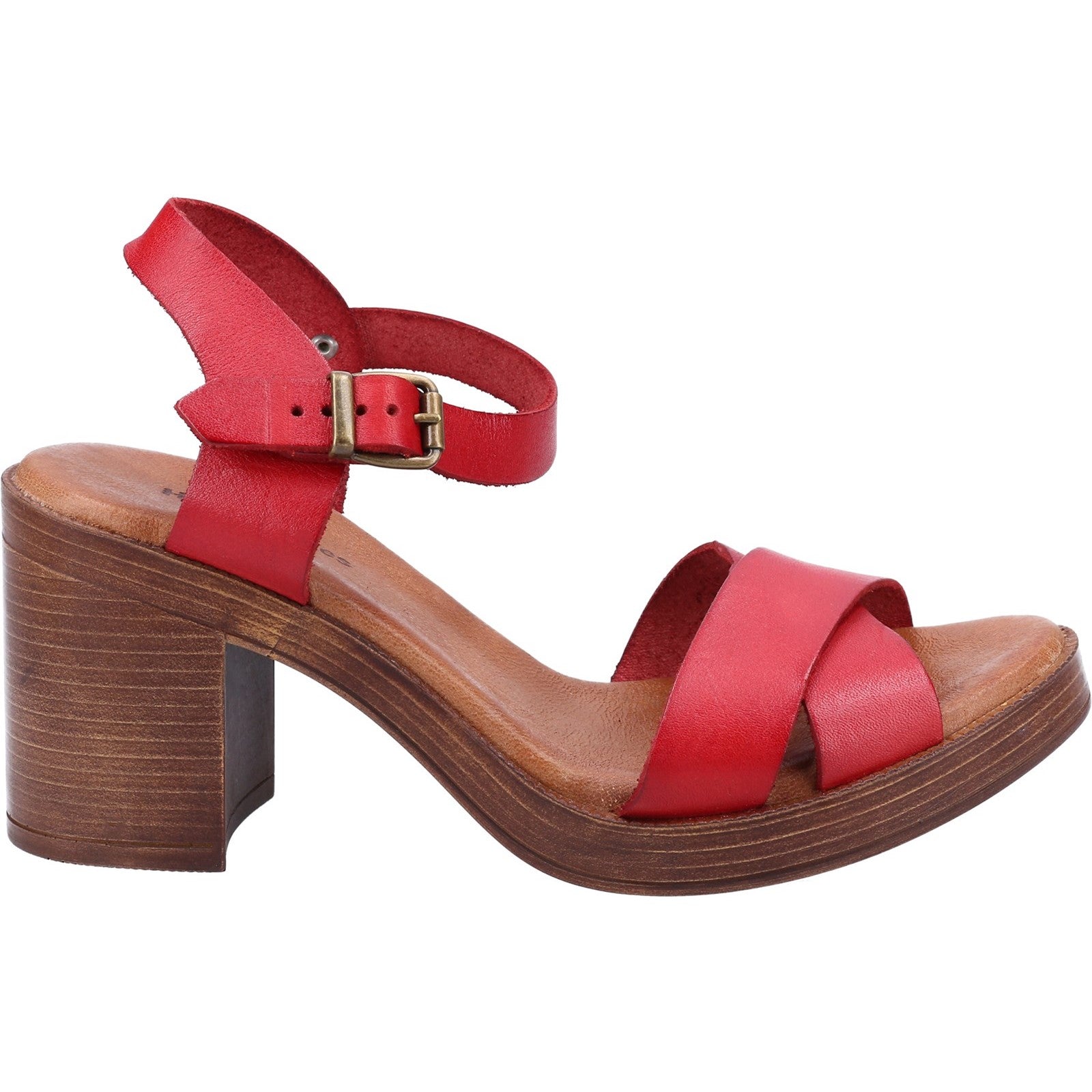 Hush Puppies Womens Georgia Leather Sandal - Red