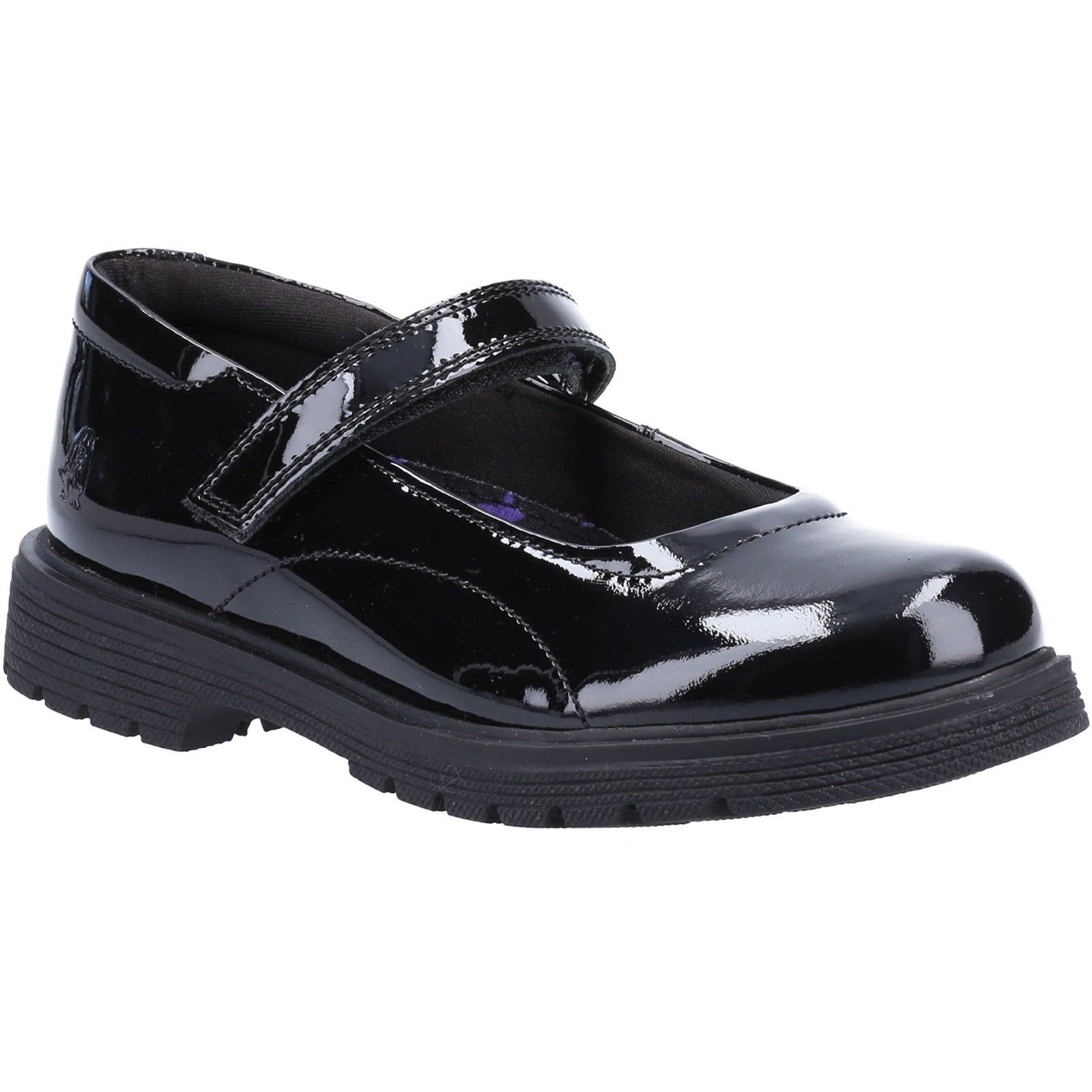 Hush Puppies Girls Tally Patent Leather School Shoes - Black
