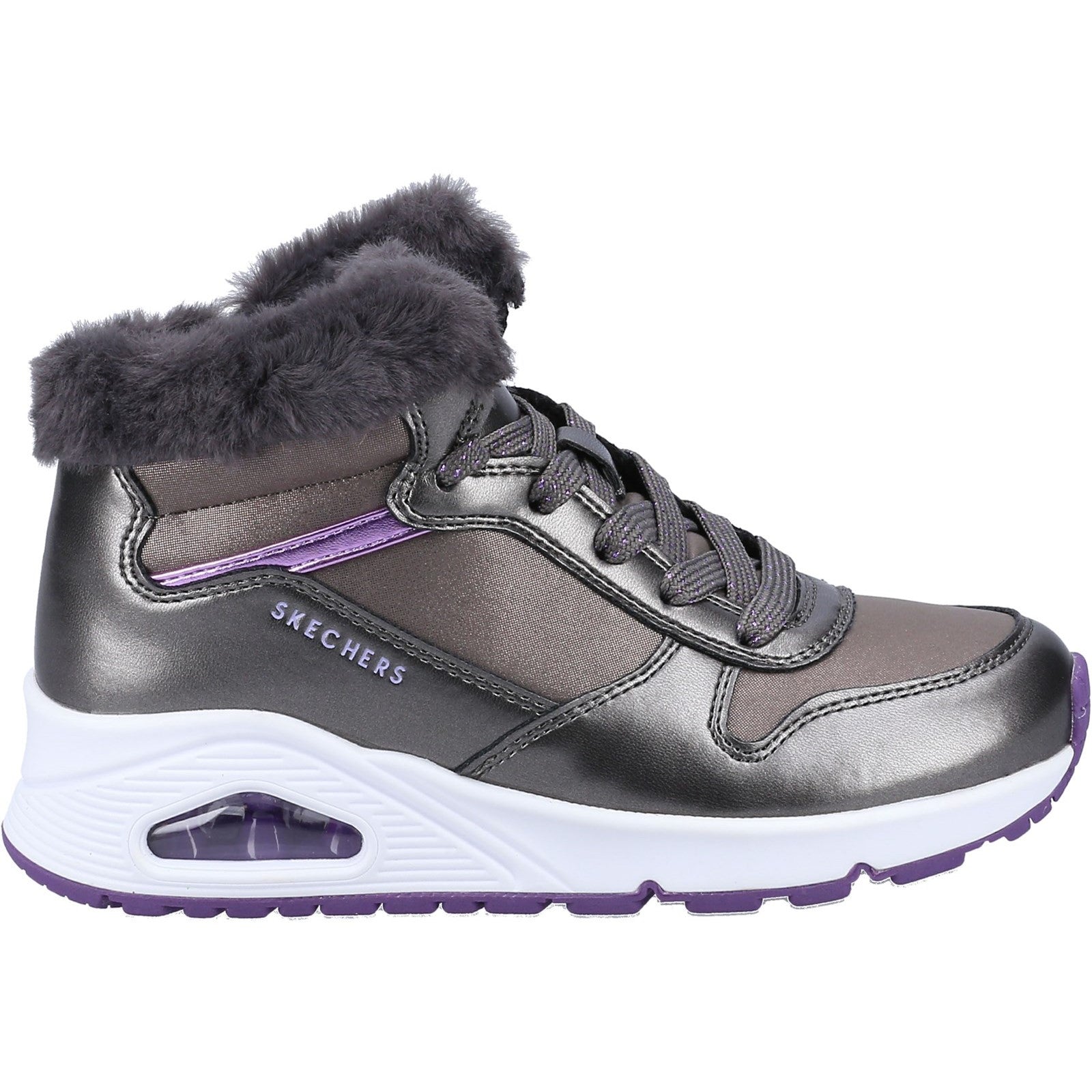 Skechers Girls Street Uno Cozy On Air Boot - Silver
