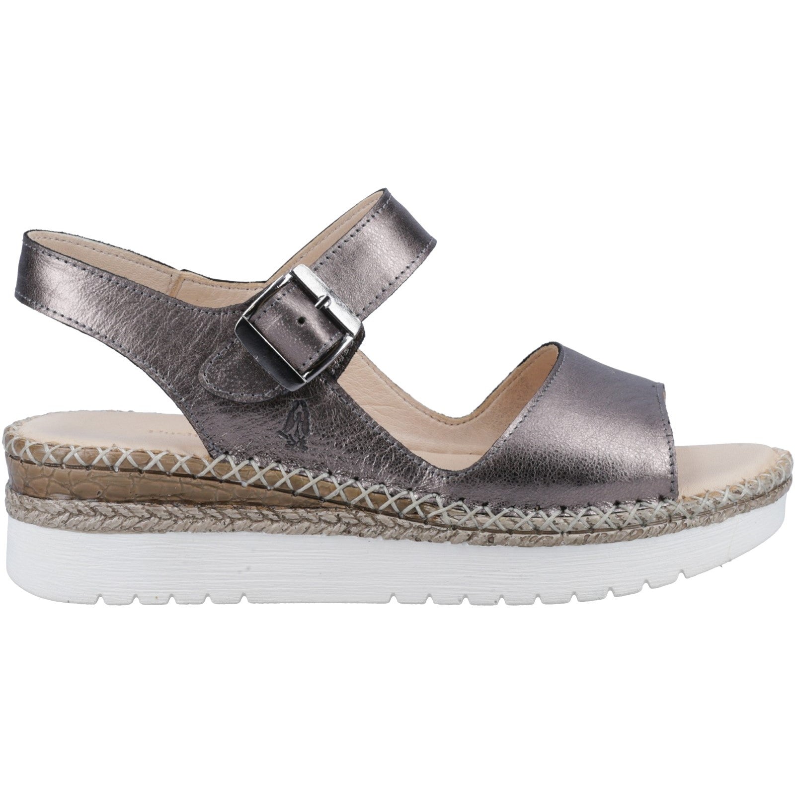Hush Puppies Womens Stacey Leather Sandal - Silver