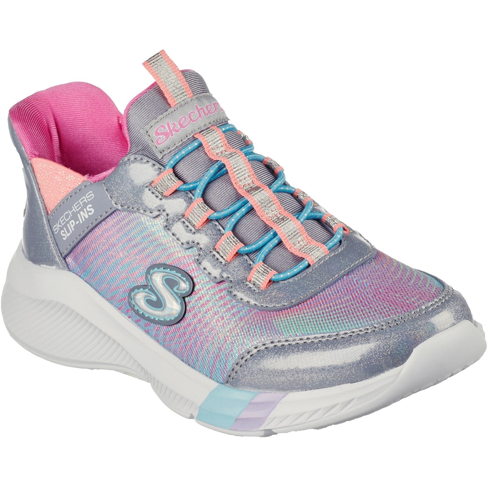 Skechers Girls Dreamy Lites Colorful Prism Slip On Trainers - Grey