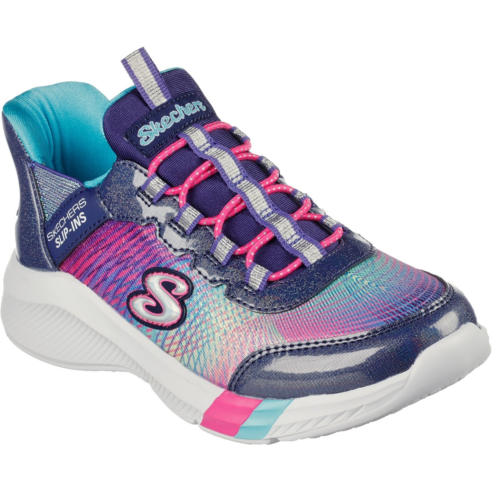 Skechers Girls Dreamy Lites Colorful Prism Slip On Trainers - Navy