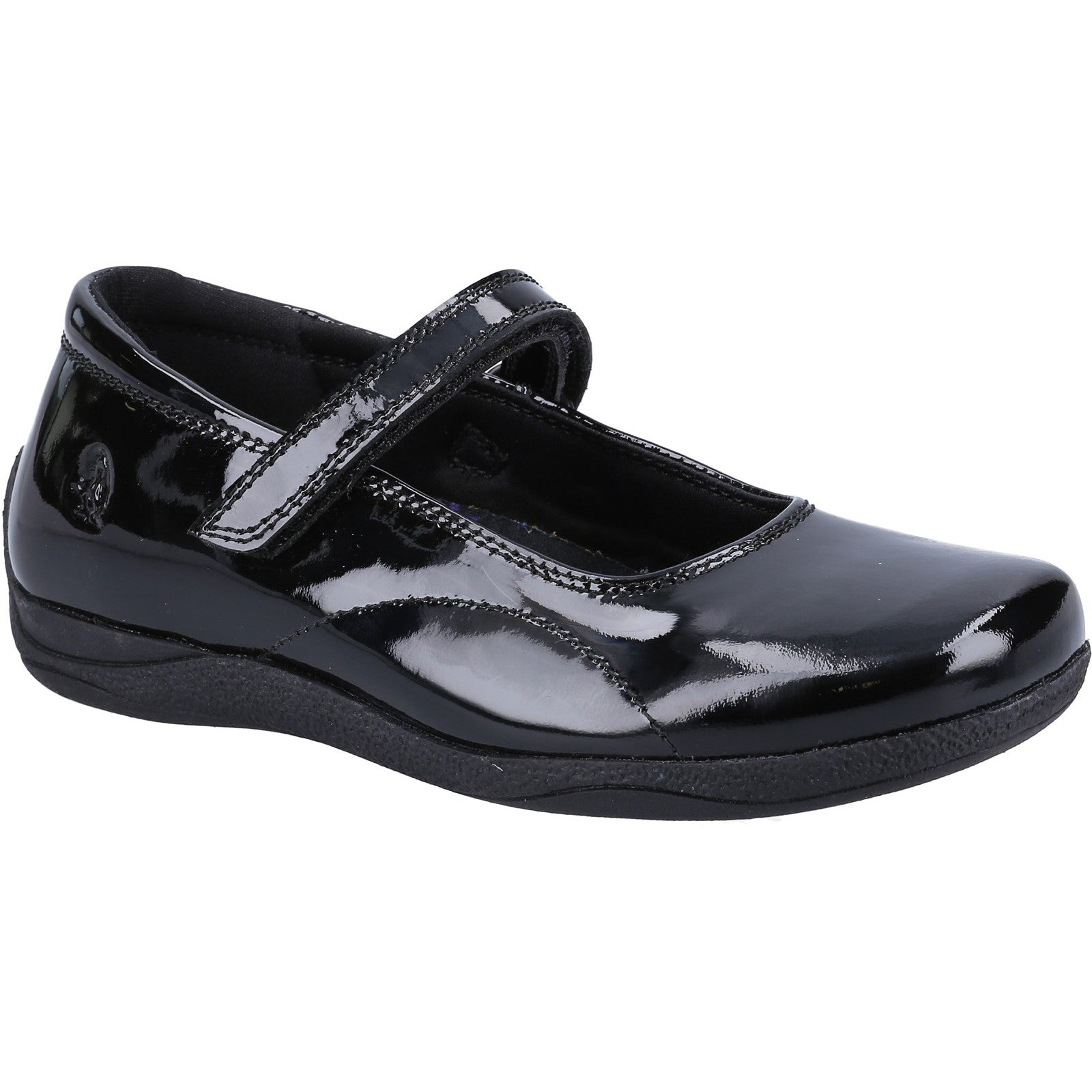 Hush Puppies Girls Aria Patent Leather School Shoes - Black
