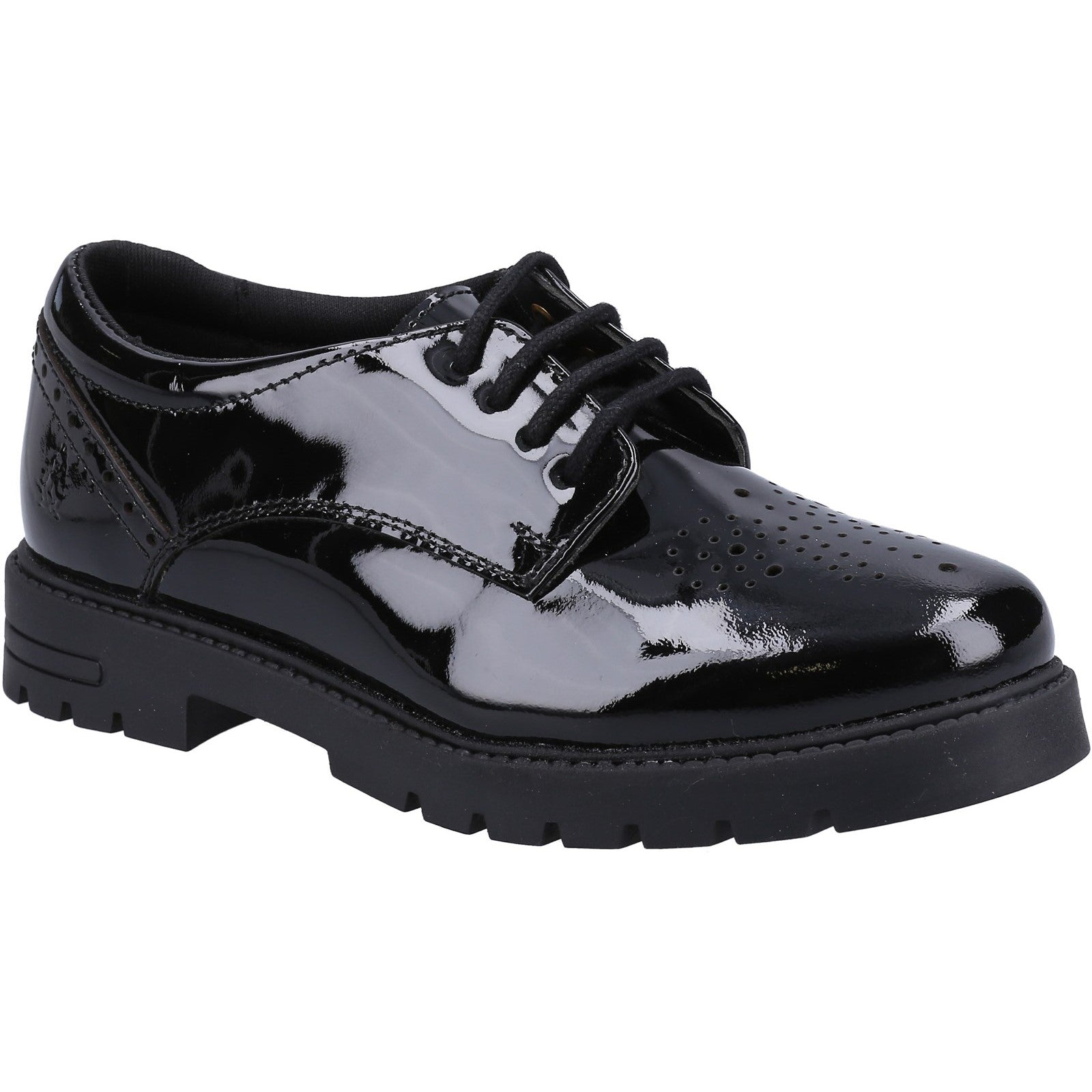 Hush Puppies Girls Jayne Patent Leather School Shoes - Black