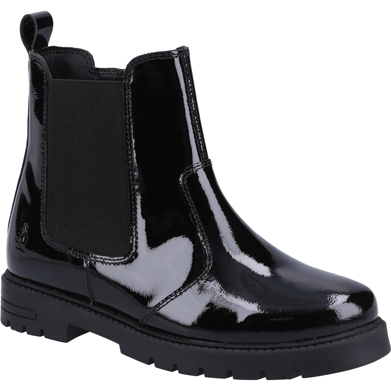 Hush Puppies Girls Laura Patent Leather Chelsea Boots - Black