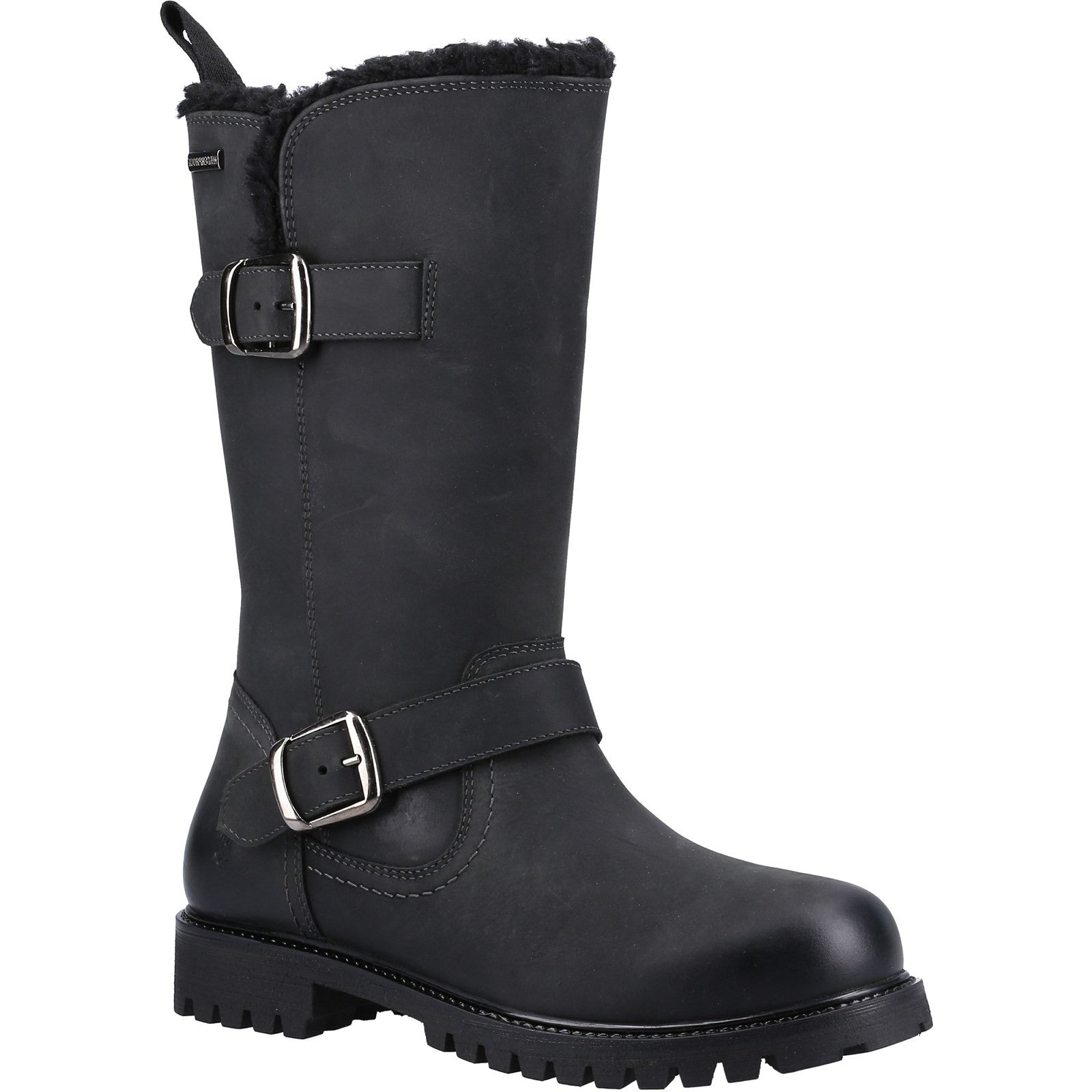 Hush Puppies Womens Winnie Shearling Lined Leather Boots - Black