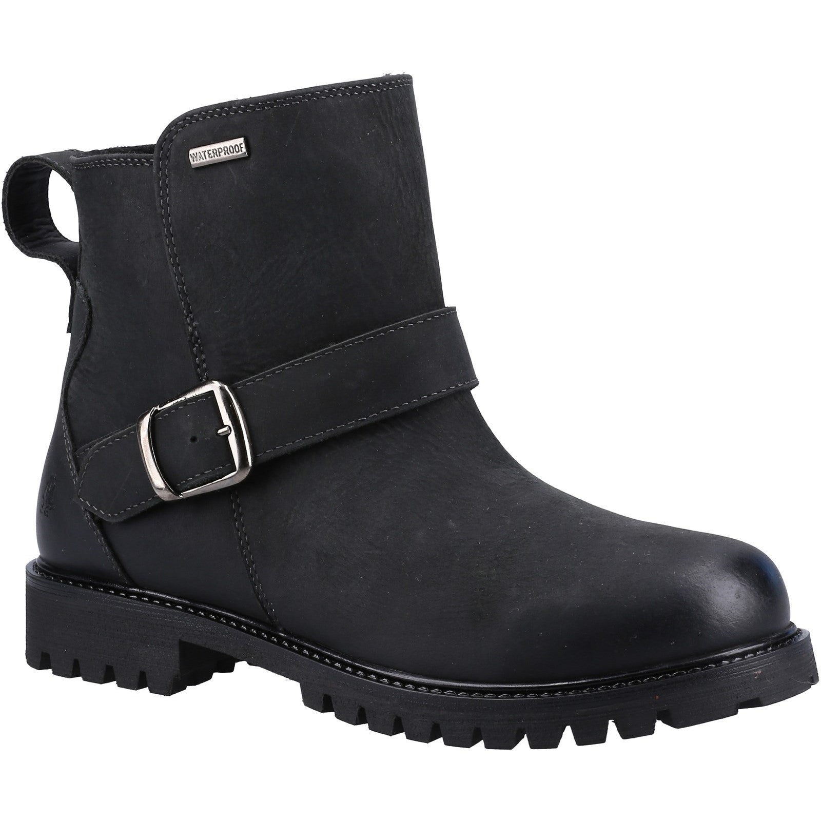Hush Puppies Womens Wakely Shearling Lined Leather Ankle Boots - Black