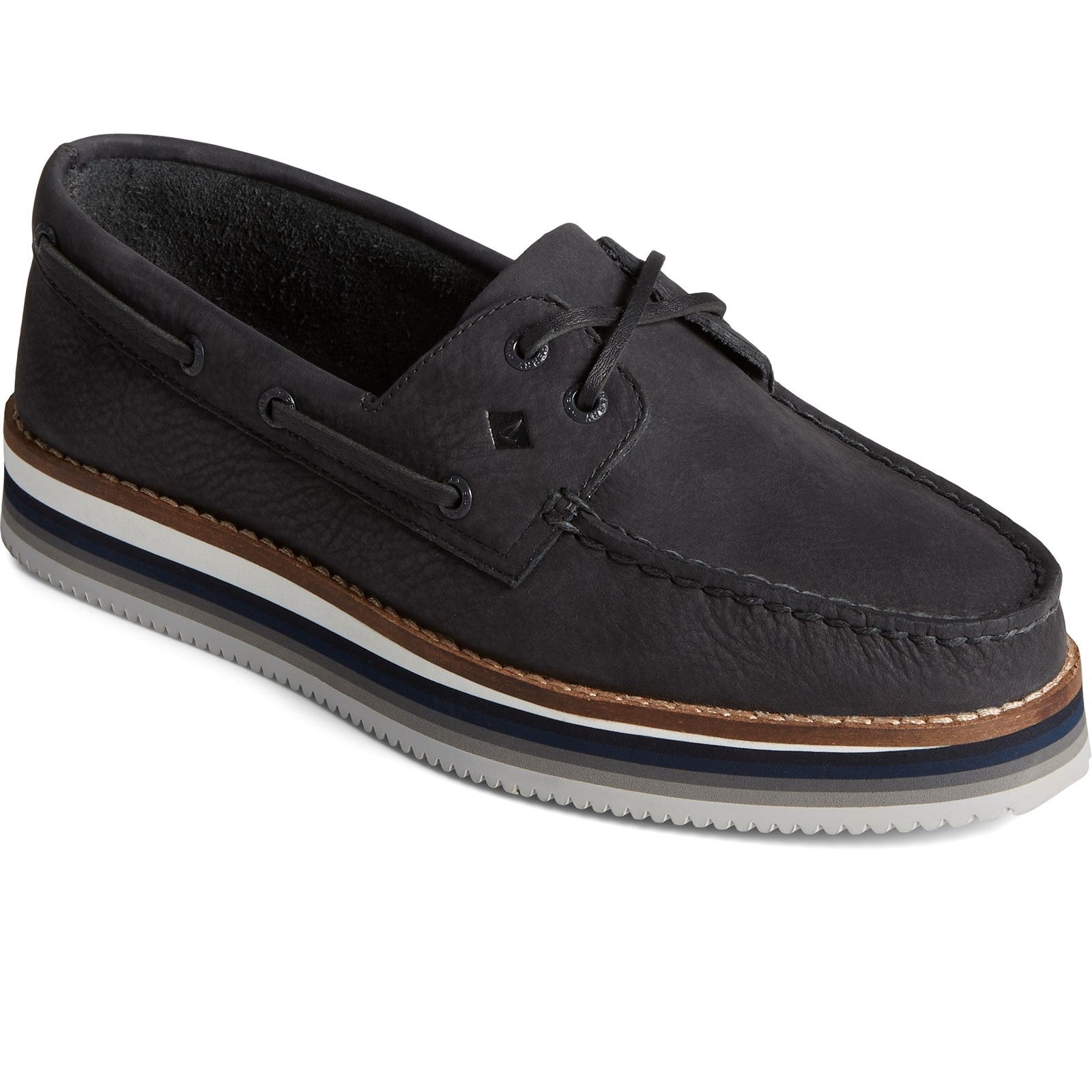 Sperry Womens Authentic Original Stacked Boat Shoes - Black