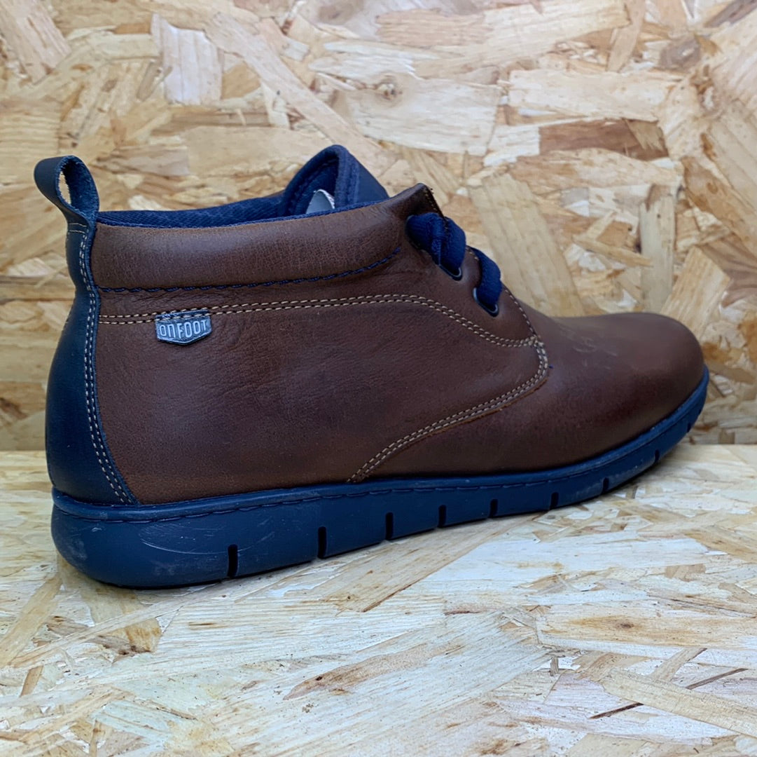 On Foot Mens Leather Shoes - Brown - The Foot Factory