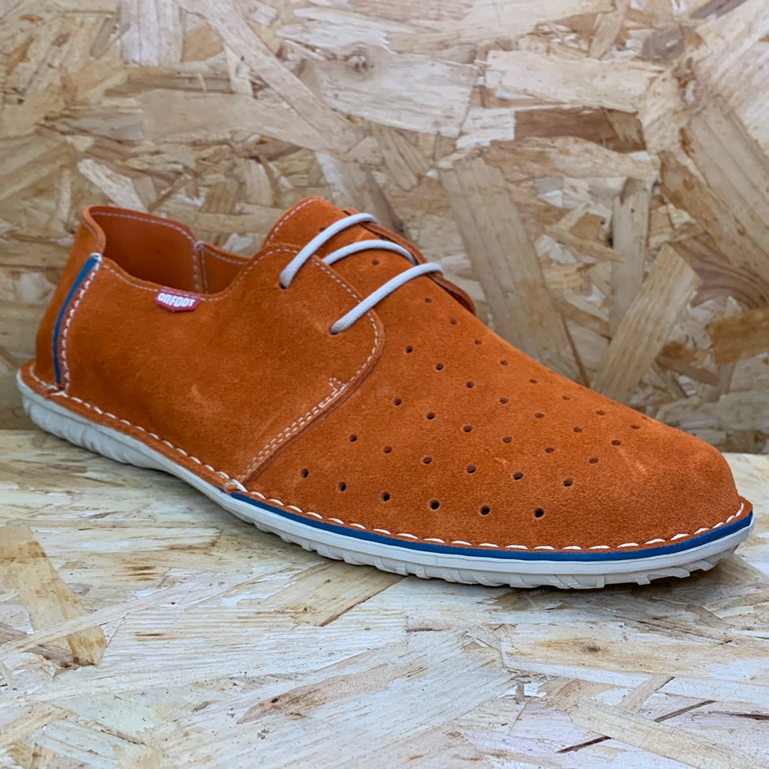 On Foot Mens Perforated Leather Shoes - Orange