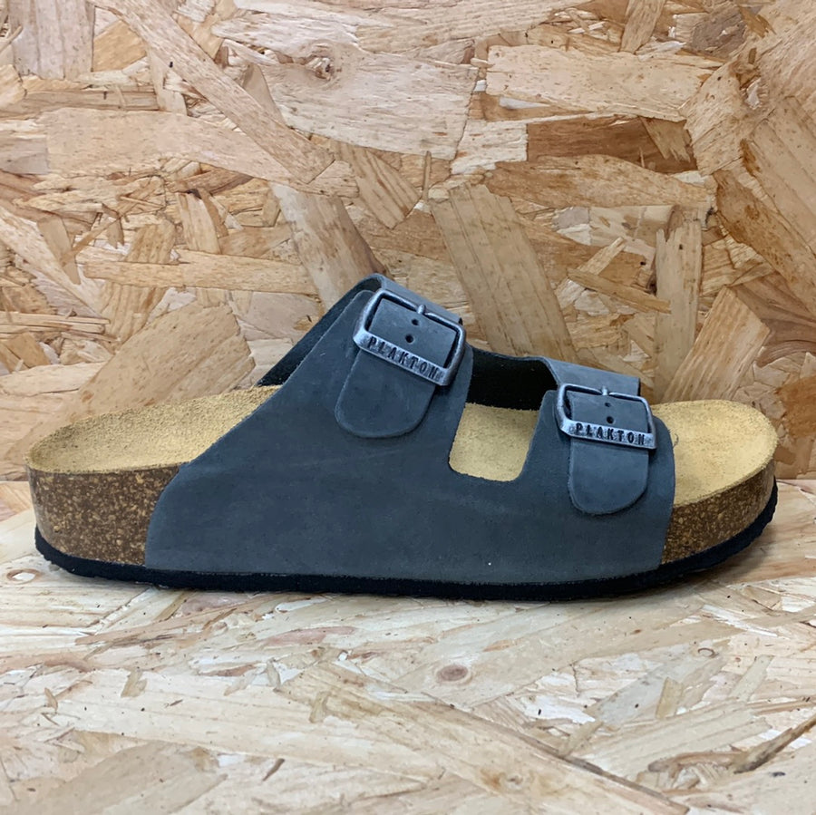 Plakton Womens Malaga Mid Nubuck Leather Sandal - Grey
