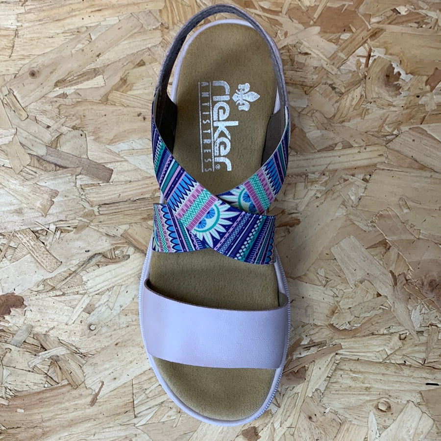 Rieker Womens Fashion Wedge Sandal - Lilac