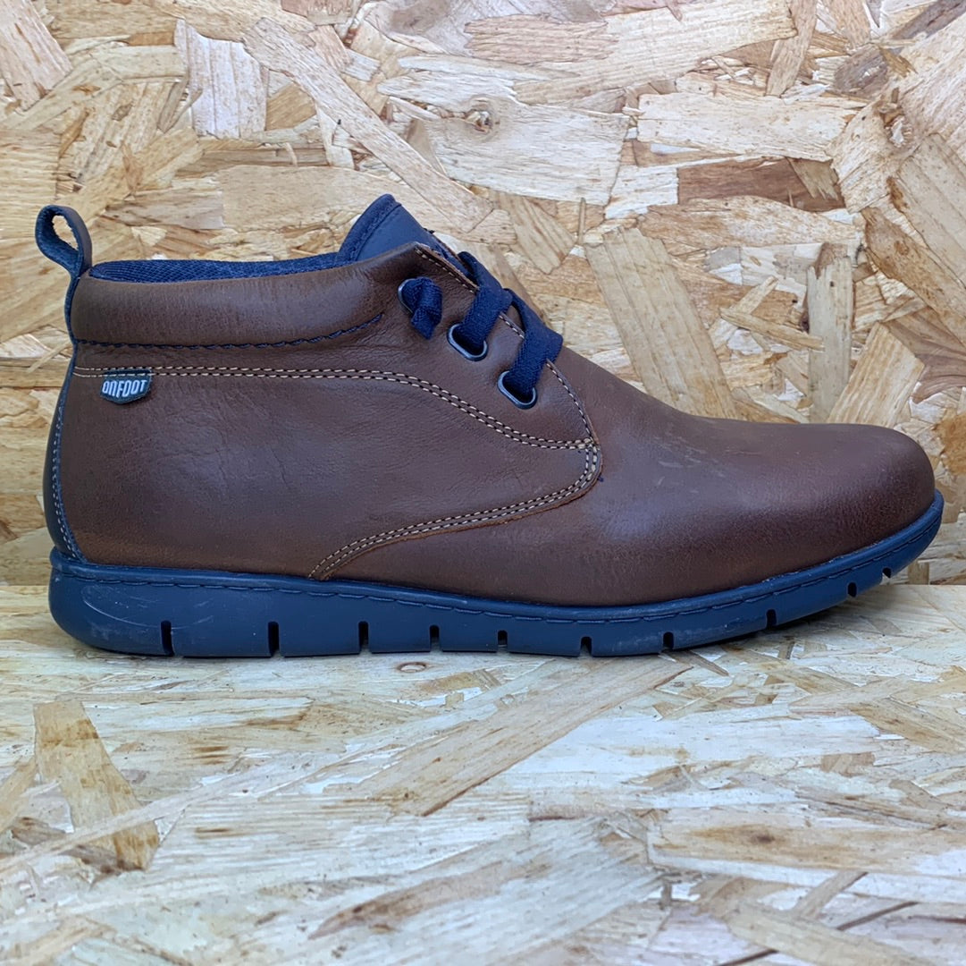 On Foot Mens Leather Shoes - Brown - The Foot Factory