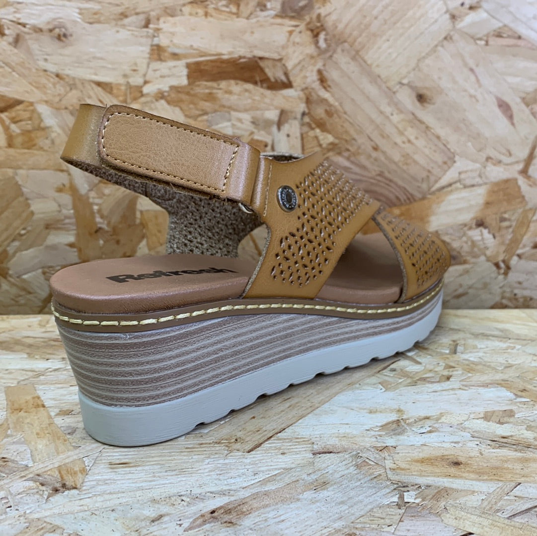 Refresh Womens Fashion Wedge Sandals - Taupe - The Foot Factory